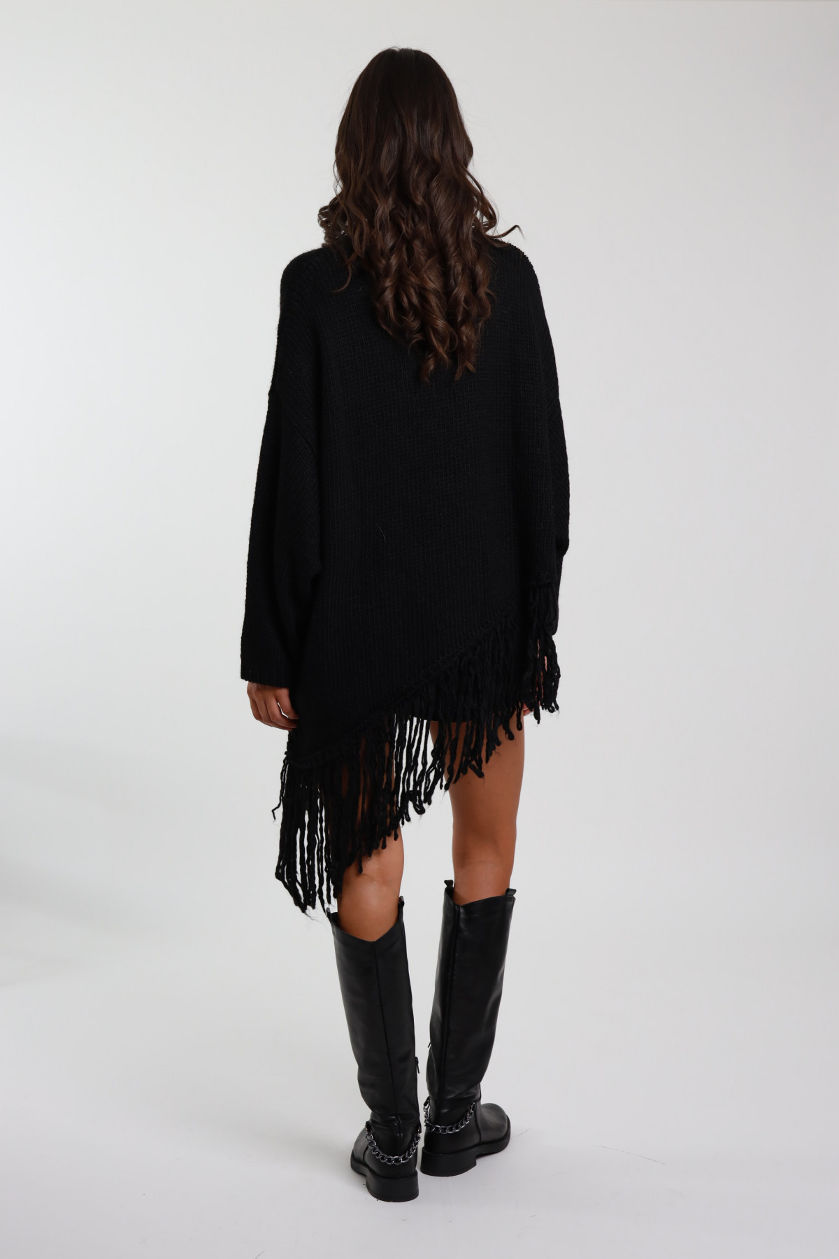 Asymmetrical Pullover with Fringes