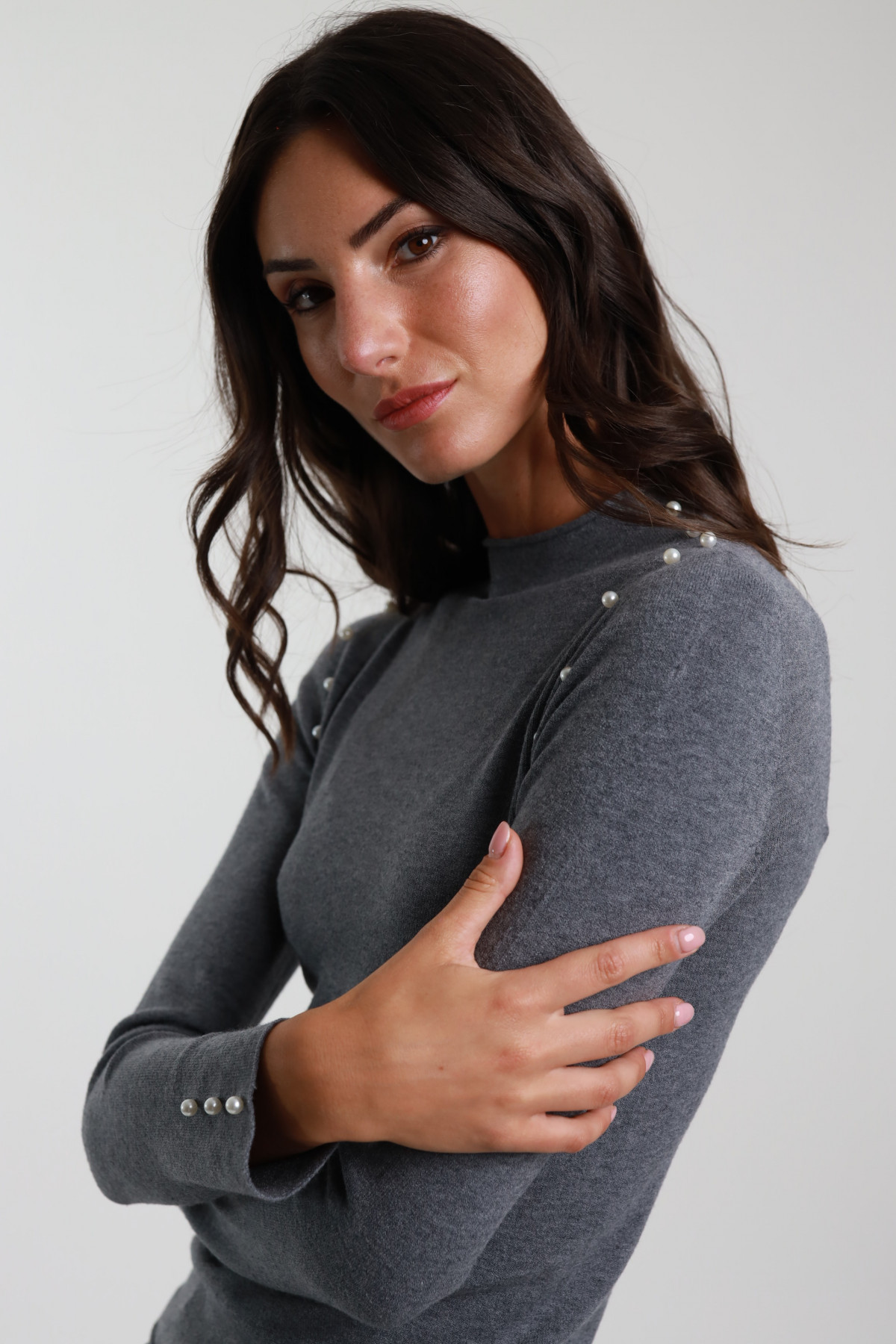 Slim sweater with pearls