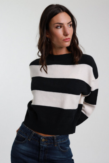 Gestreifter Crop-Pullover