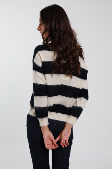 V-neck striped sweater