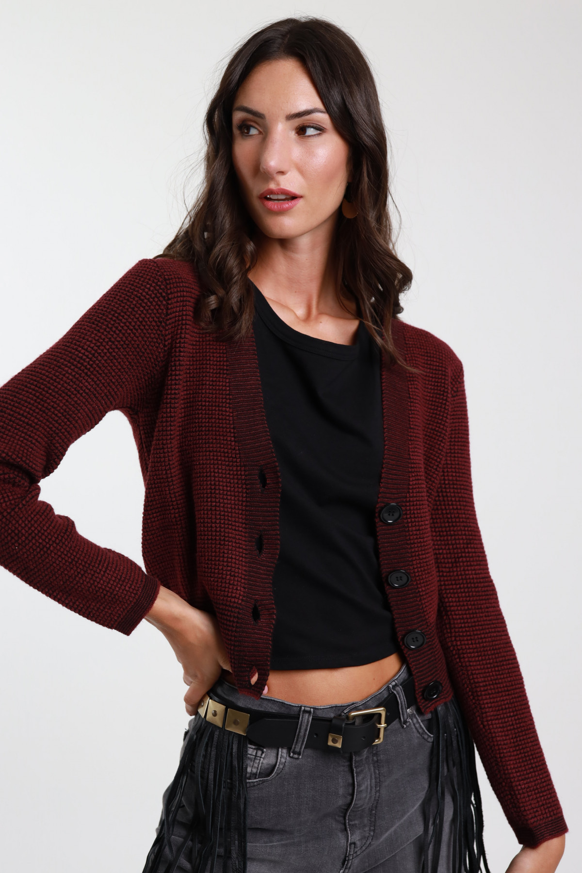 Crop-Cardigan mit Knöpfen