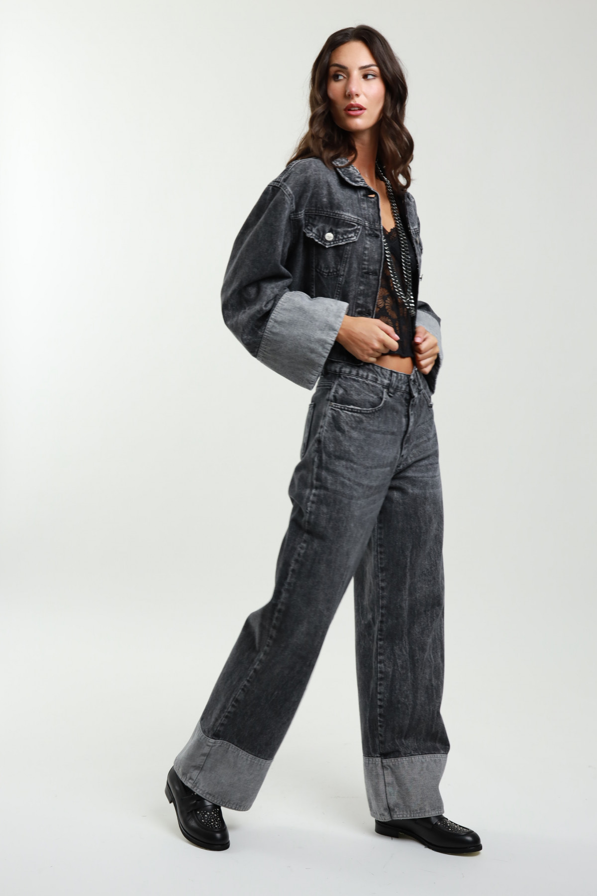 Wide Leg Jeans with Cuff