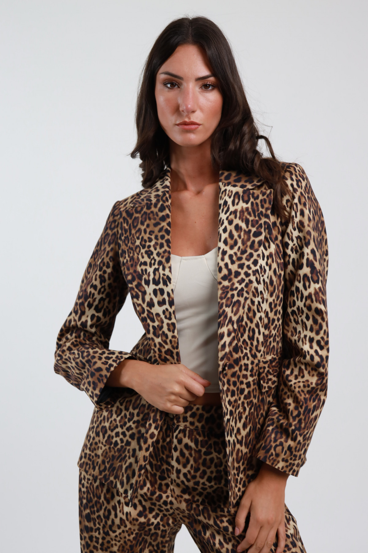 Animalier-gepunkteter Blazer