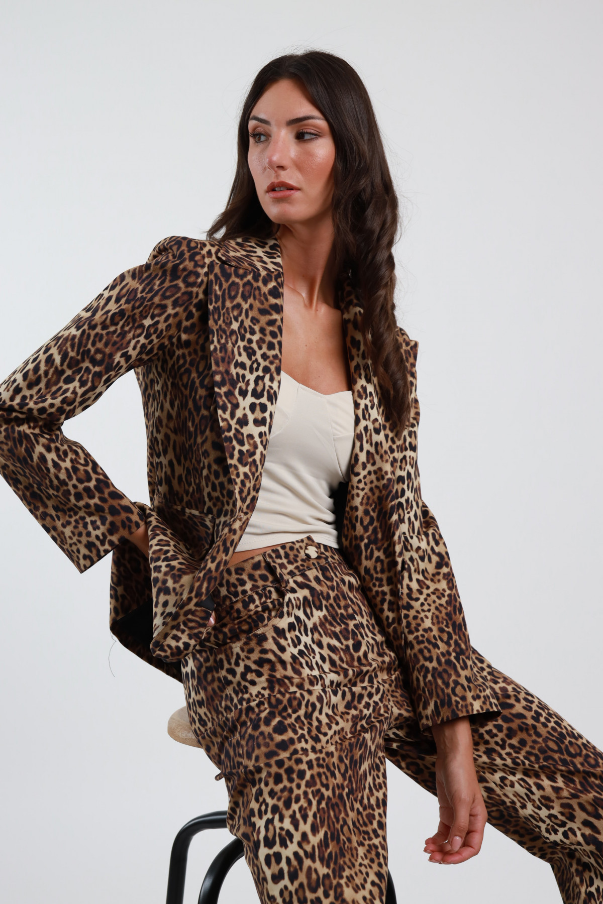 Animalier-gepunkteter Blazer