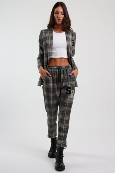 Pantaloni Check con Patch