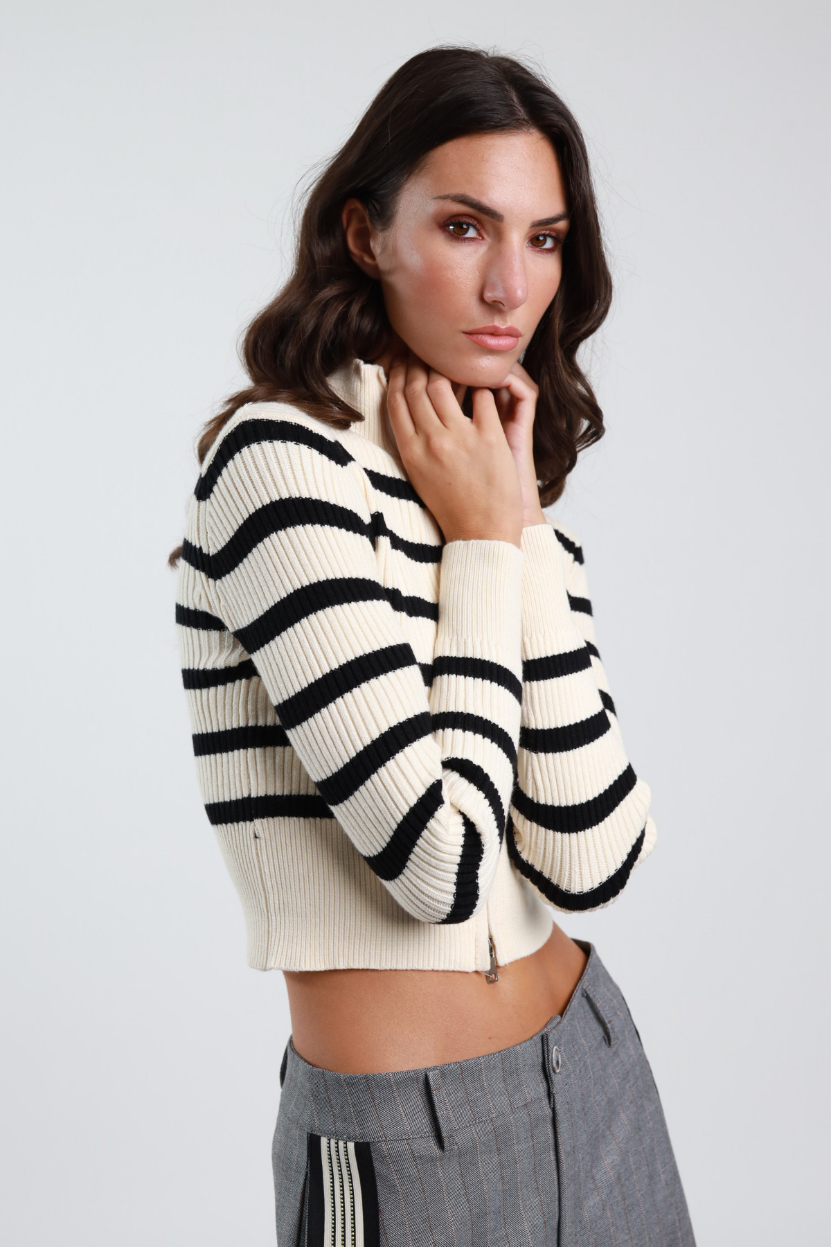 Lupetto Cardigan Rigato