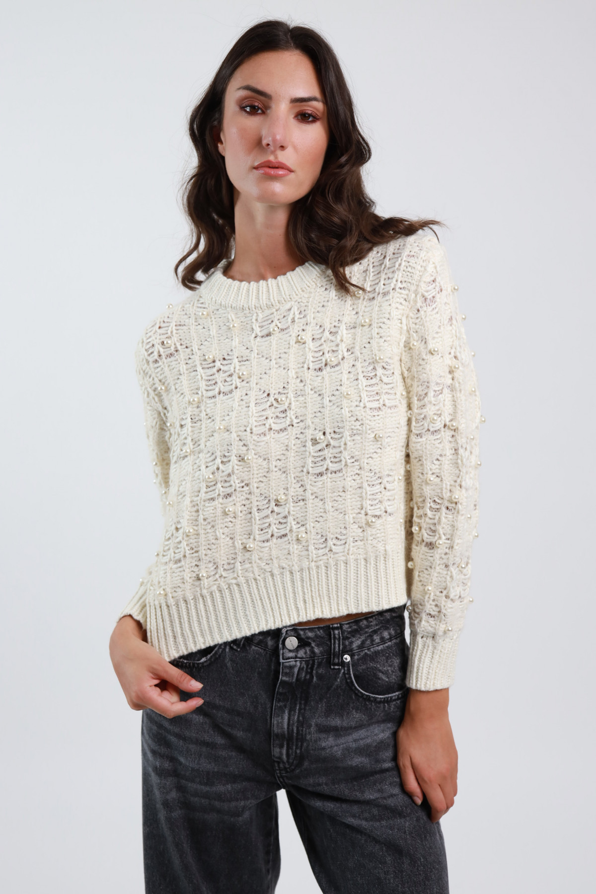 Pearl Perforated Sweater