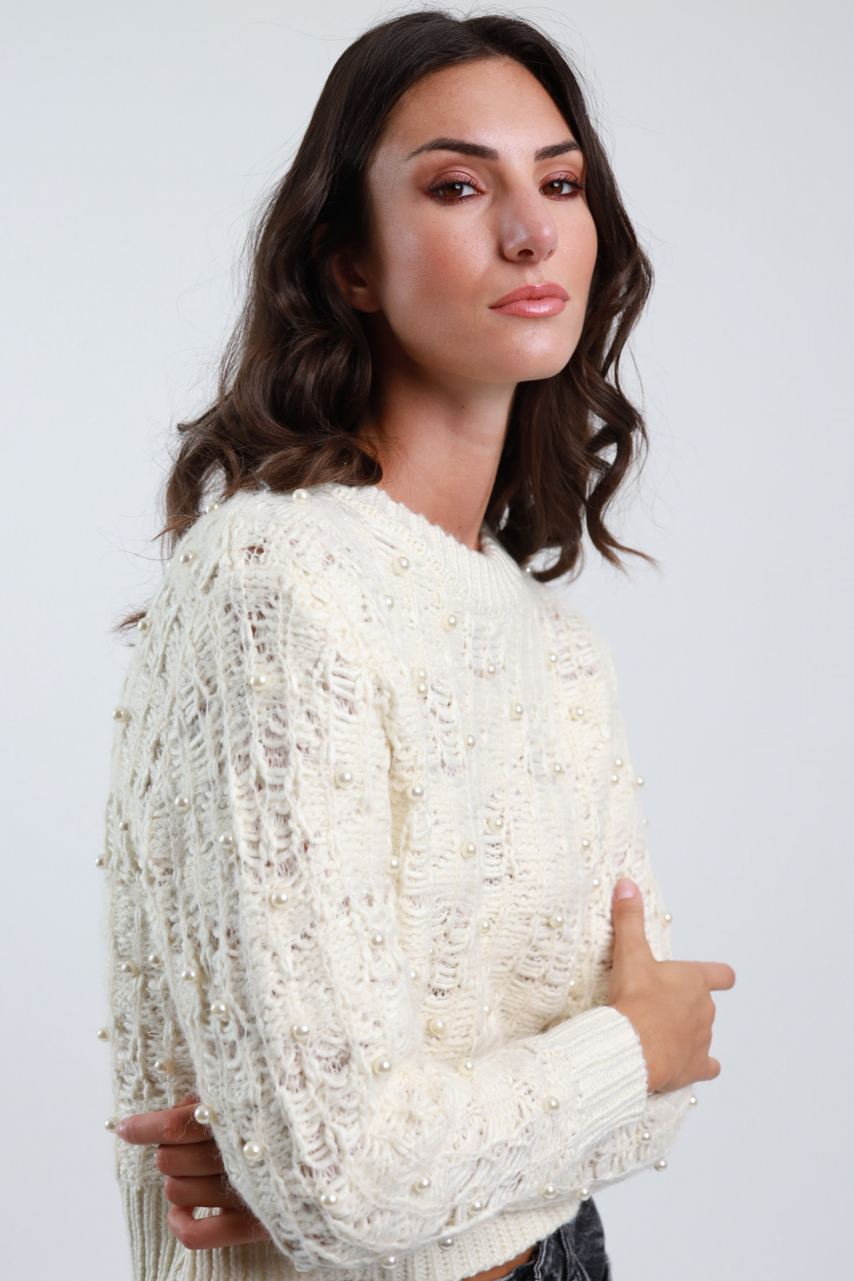 Pearl Perforated Sweater