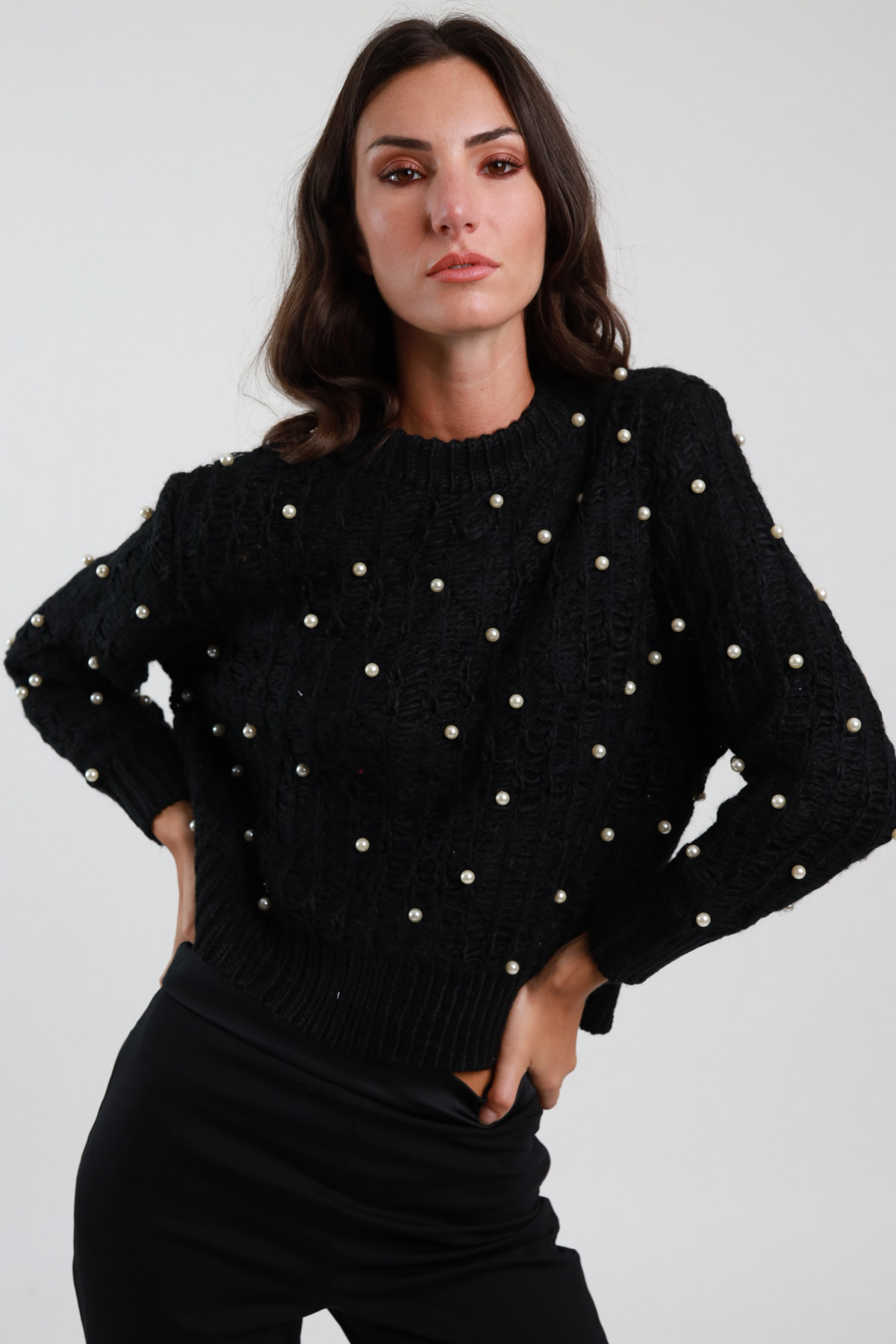 Pearl Perforated Sweater